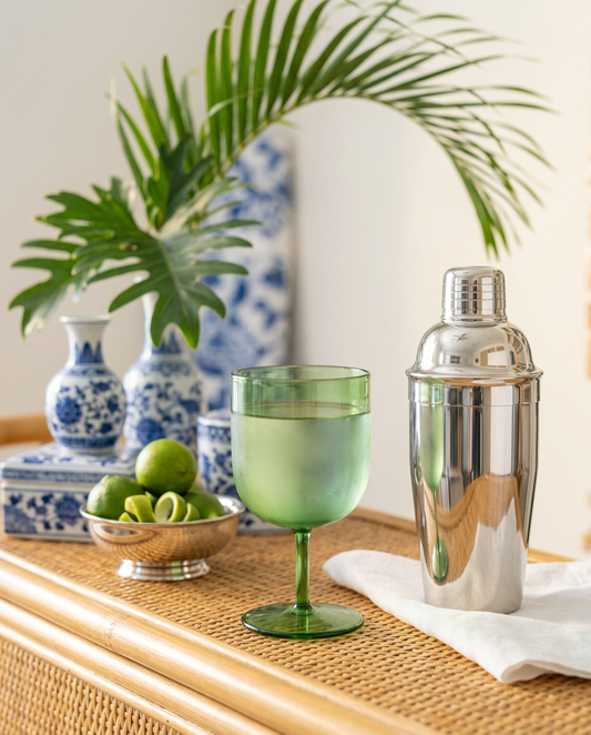 Palm Green Stemmed Cocktail Glass - Set of 6