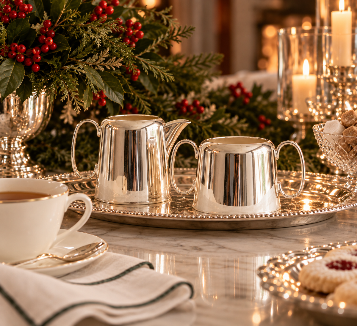 Hôtel Silver - Vintage Cream & Sugar Set