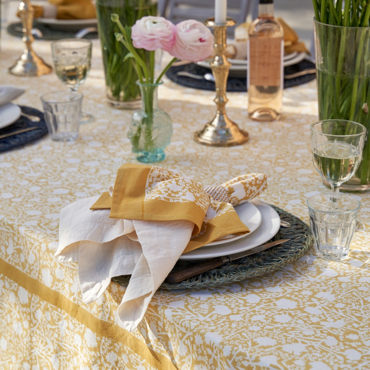 Meadows Dijon Tablecloth - 71" x 106"