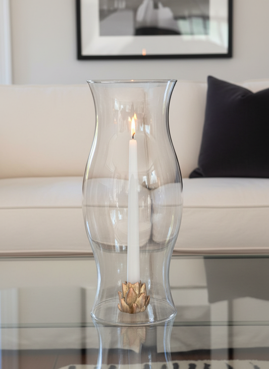 Chic Artichoke Candle Stick Holder with Grand Hurricane Tall