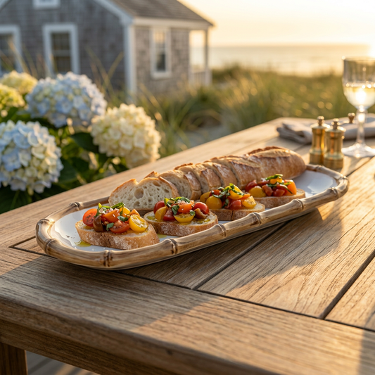 The Sconset Bamboo Baguette Platter (White and Natural) - Beatriz Ball