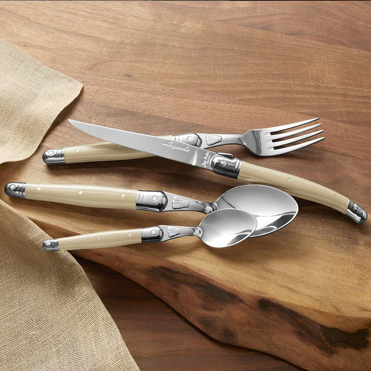 Laguiole Jean Dubost Ivory 24 Pc Everyday Flatware Set