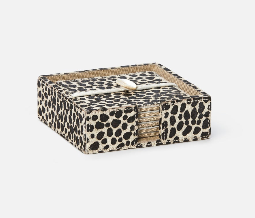 Bandar Cheetah Print Coasters, Blue Pheasant - Set of 6