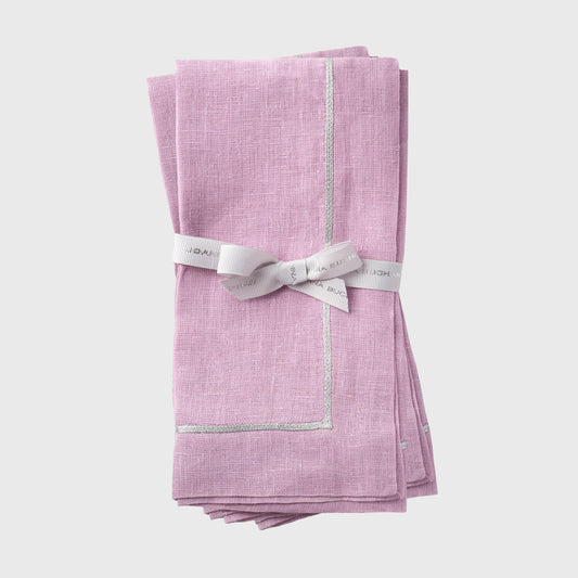 Silver Trim Dinner Napkins, Lilac, Joanna Buchanan - Set of 2