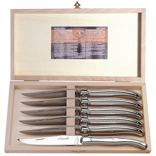 Laguiole Jean Dubost 6 Stainless Steel Steak Knives in Box