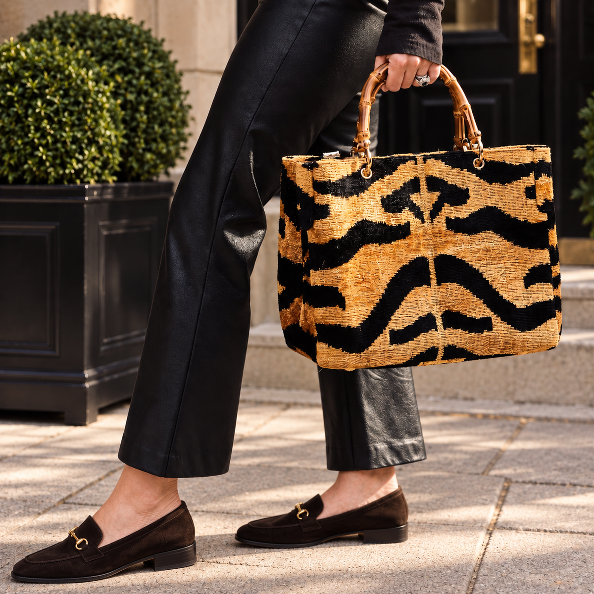 Tiger Print Small Avery Bamboo Bag