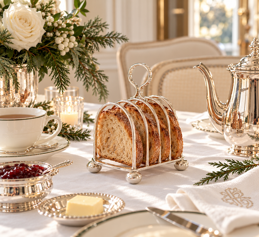 Hôtel Silver - Vintage Toast Rack, 4-Slice With Ball Feet