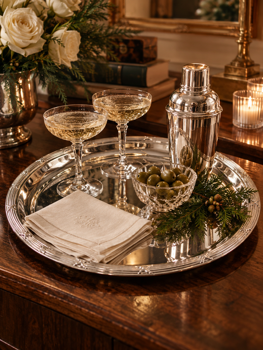 Hôtel Silver - Vintage 10" Ribbon and Reed Round Tray