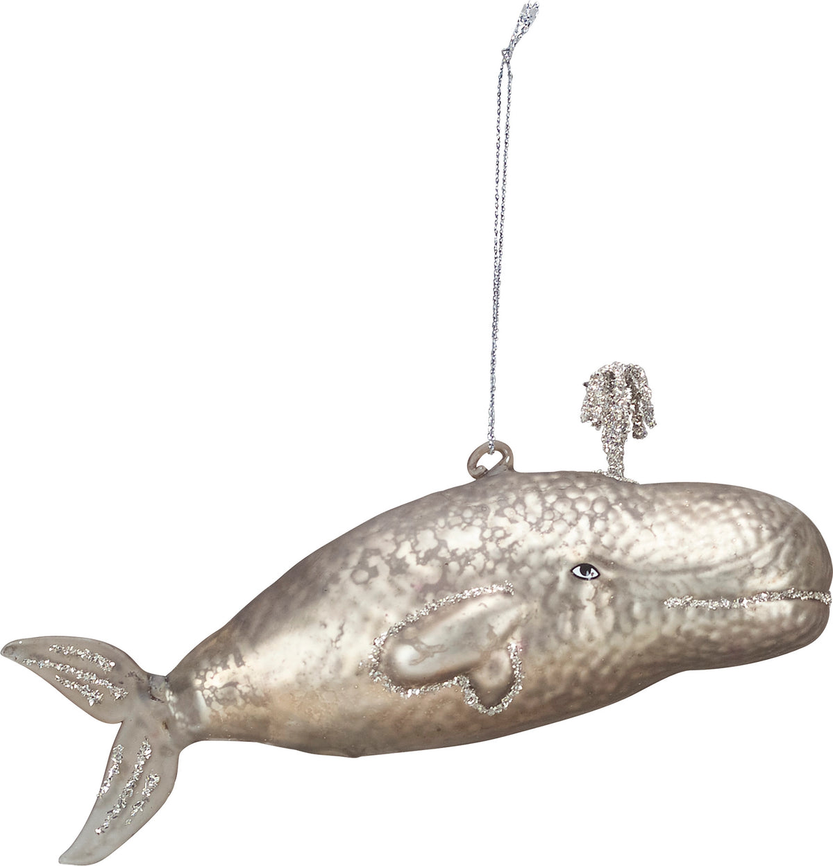 Glass Gray Nantucket Whale Ornament - Set of 6